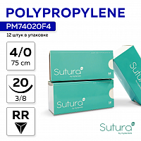 Шовный материал POLYPROPYLENE 4/0_75_20, нерассасывающаяся, 3/8, обратно-режущая (12 шт.)