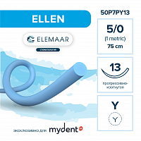 Шовный материал ELLEN 5/0 (12 шт, 75 см, прогрессивно-изогнутая, 13 мм, колющая)