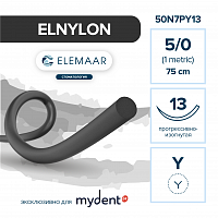 Шовный материал ELNYLON 5/0 (12 шт, 75 см, прогрессивно-изогнутая, 13 мм, колющая)