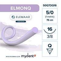 Шовный материал ELMONQ 5/0 (12 шт, 75 см, 3/8, 16 мм, обратно-режущая)
