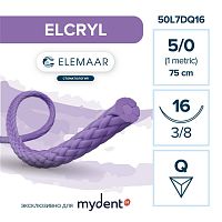 Шовный материал ELCRYL 5/0 (12 шт, 75 см, 3/8, 16 мм, обратно-режущая)