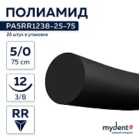 Шовный материал Полиамид NA 5/0 mono RR 12 mm 3/8 75 cm (25 шт), PA5RR1238-25-75
