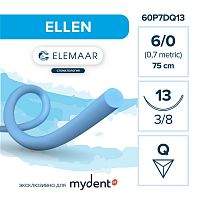 Шовный материал ELLEN 6/0 (12 шт, 75 см, 3/8, 13 мм, обратно-режущая)