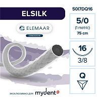 Шовный материал ELSILK 5/0 (12 шт, 75 см, 3/8, 16 мм, обратно-режущая)